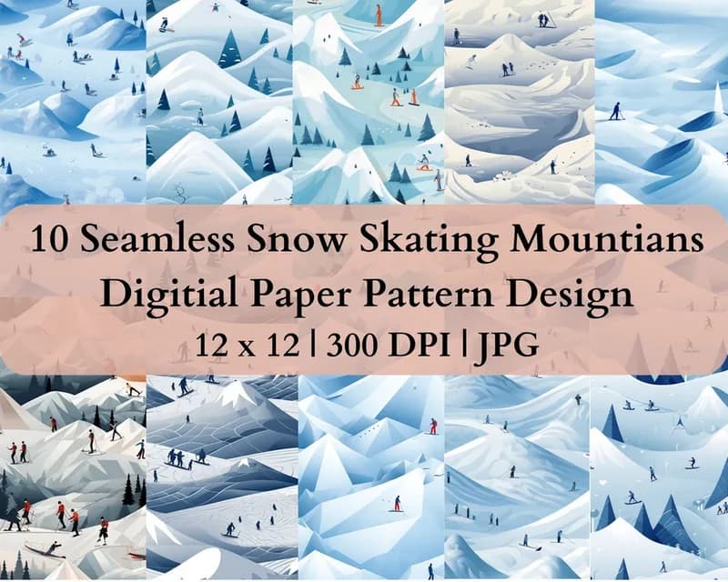 10 Seamles Snow Mountain Digital Transfer Paper Pattern Design