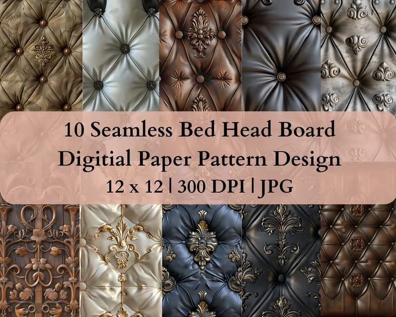 10 Seamless Bed Head Board Digital Transfer Paper Pattern Design