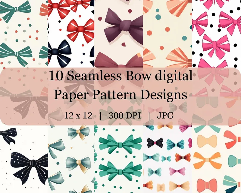 10 Seamless Bow Digital Transfer Paper Pattern Design
