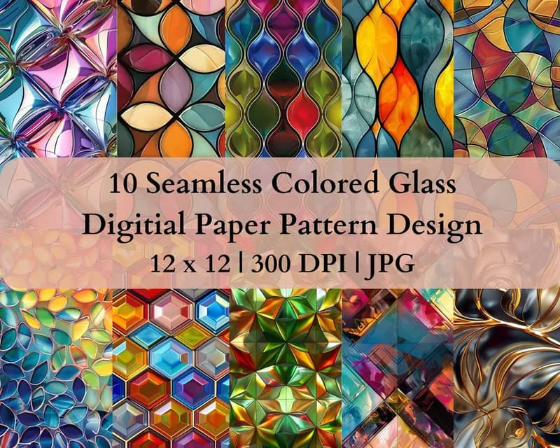 10 Seamless Colored Glass Digital Transfer Paper Pattern Design