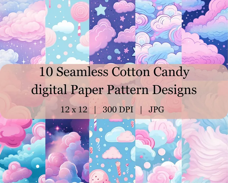 10 Seamless Cotton Candy Digital Transfer Paper Pattern Design