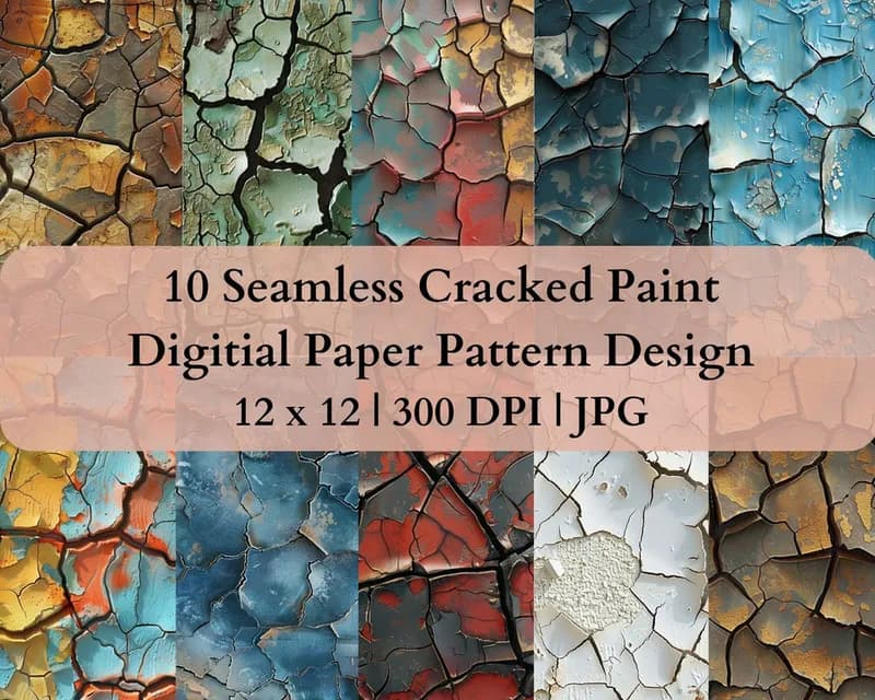 10 Seamless Cracked Paint Digital Transfer Paper Pattern Design