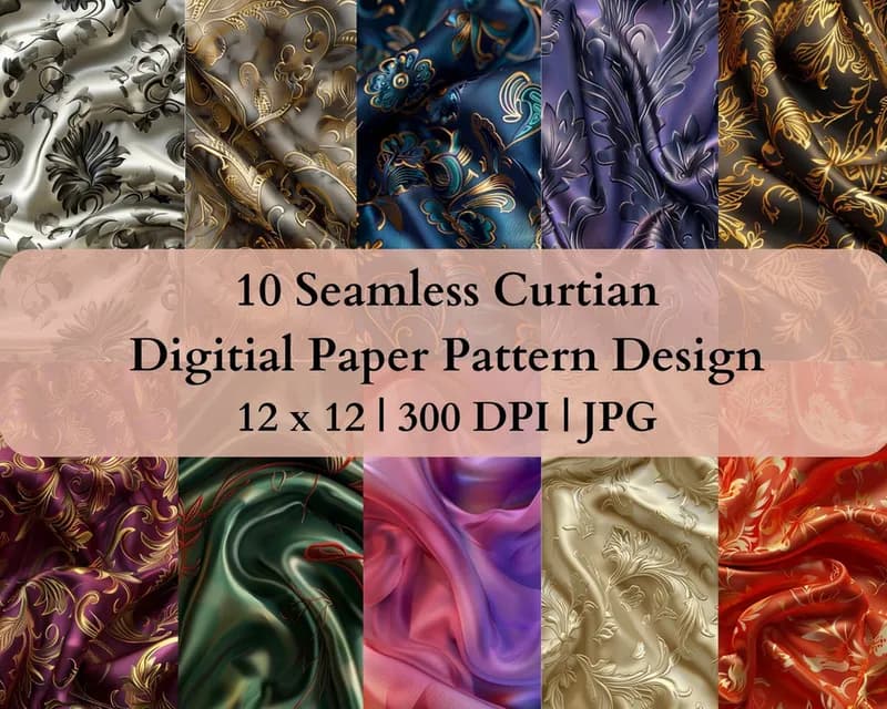 10 Seamless Curtain Digital Transfer Paper Pattern Design