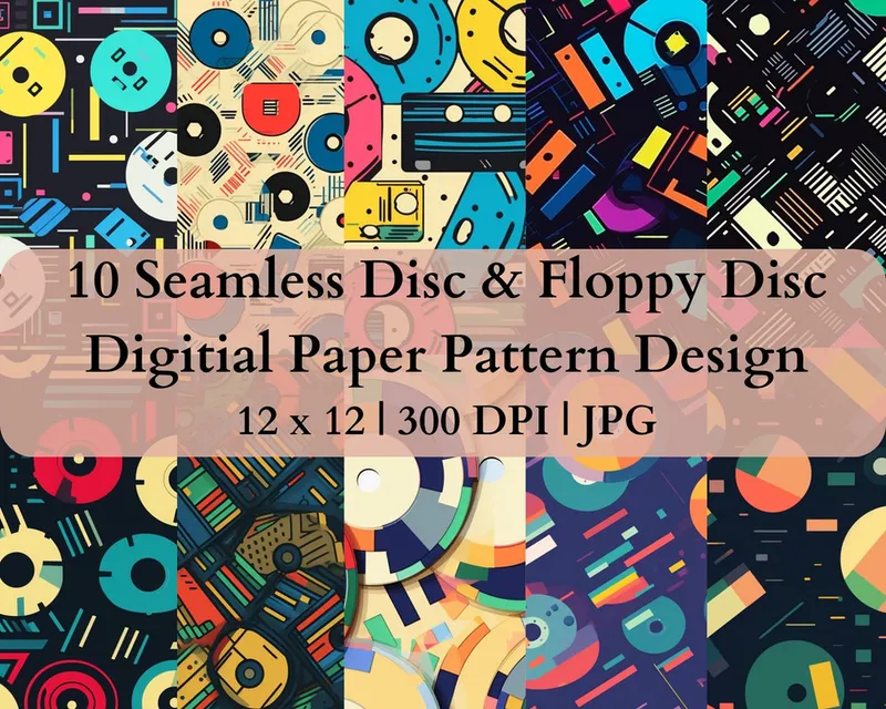10 Seamless Disc & Floppy Disc Digital Transfer Paper Pattern Design
