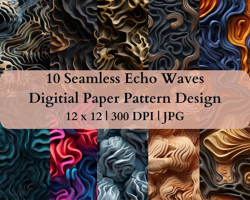 10 Seamless Echo Waves Digital Transfer Paper Pattern Design