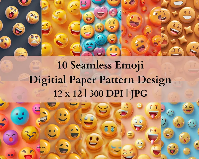 10 Seamless Emoji Digital Transfer Paper Pattern Design