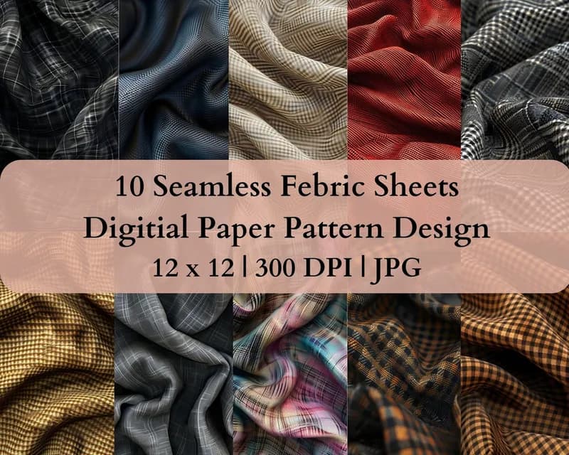 10 Seamless Fabric Sheets Digital Transfer Paper Pattern Design
