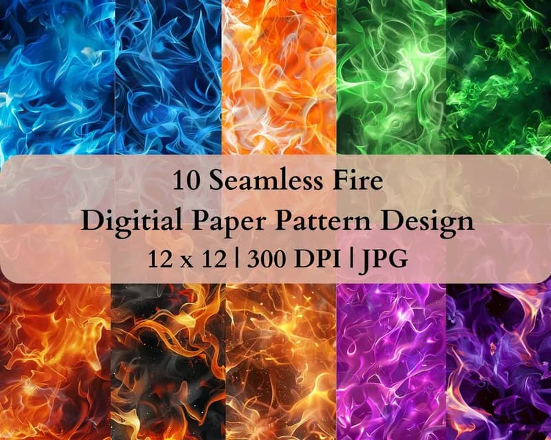 10 Seamless Fire Digital Transfer Paper Pattern Design