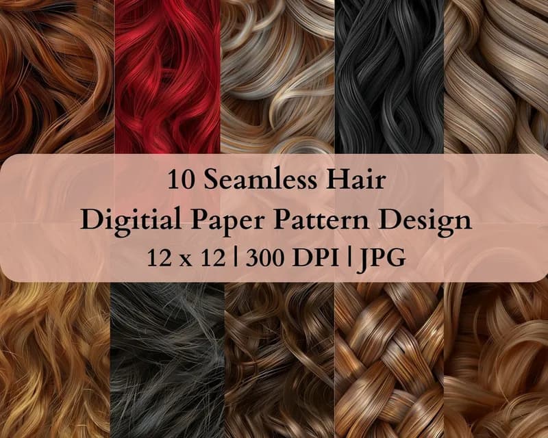 10 Seamless Hair Digital Transfer Paper Pattern Design
