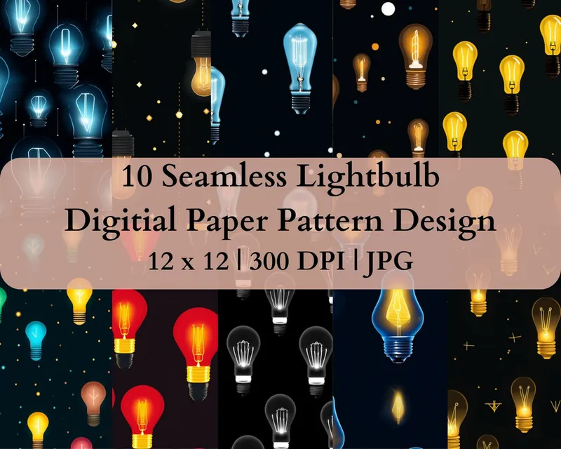 10 Seamless Lightbulb Digital Transfer Paper Pattern Design