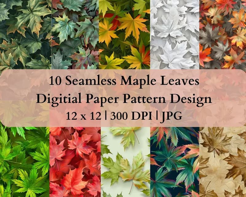 10 Seamless Maple Leaves Digital Transfer Paper Pattern Design