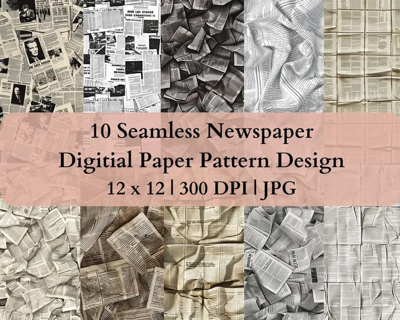 10 Seamless Newspaper Digital Transfer Paper Pattern Design