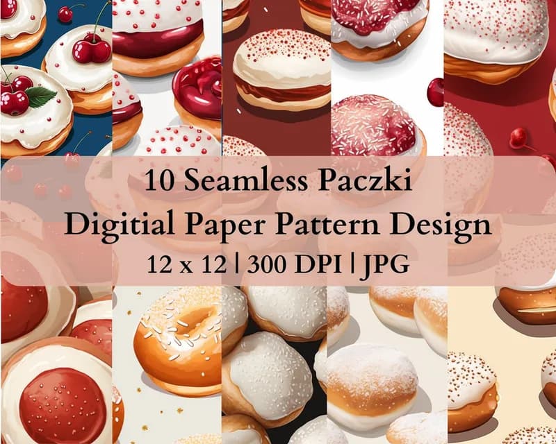 10 Seamless Paczki Digital Transfer Paper Pattern Design