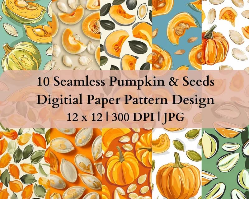 10 Seamless Pumpkin Seeds Digital Transfer Paper Pattern Design