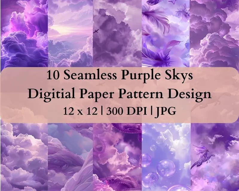 10 Seamless Purple Skys Digital Transfer Paper Pattern Design