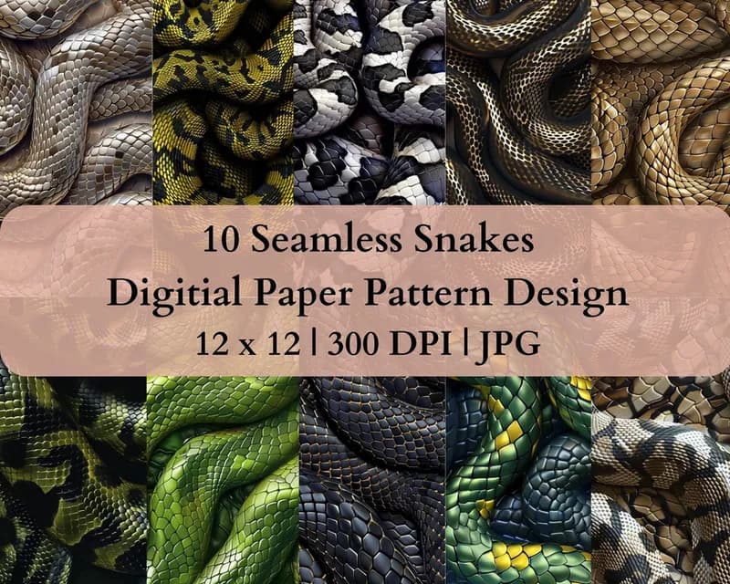 10 Seamless Snake Digital Transfer Paper Pattern Design