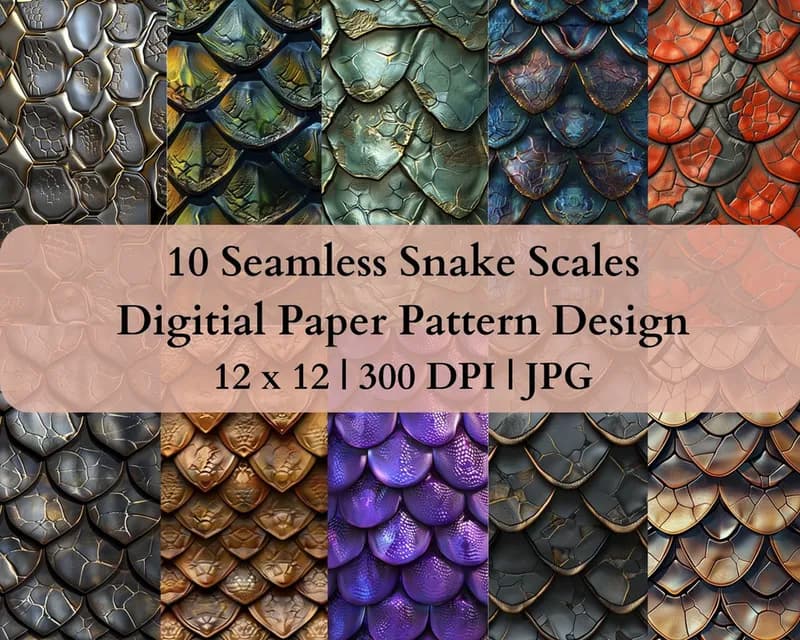 10 Seamless Snake Scales Digital Transfer Paper Pattern Design