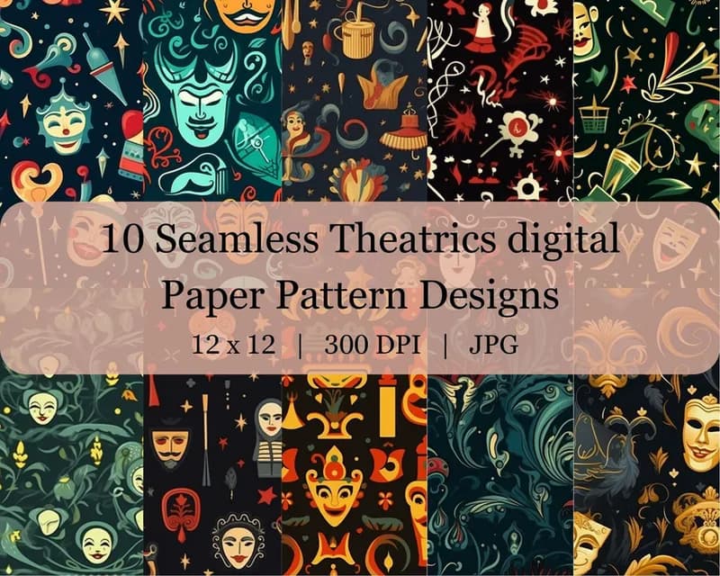 10 Seamless Theatrics Digital Transfer Paper Pattern Design