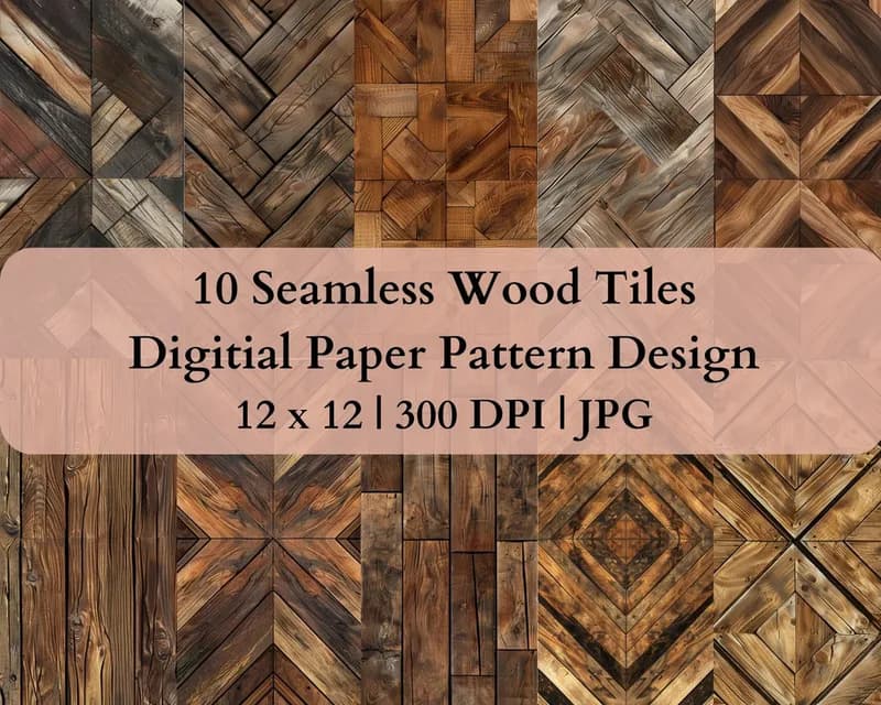 10 Seamless Wood Tiles Digital Transfer Paper Pattern Design