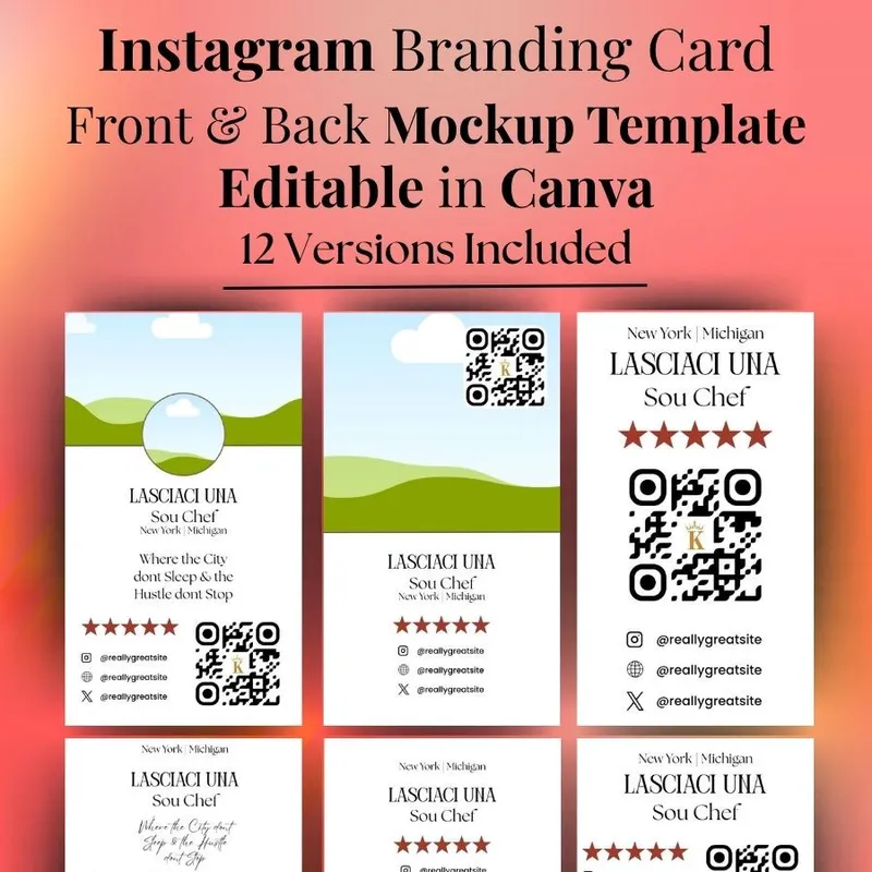 Instagram Social Media Branding Card Mockups Template with QR Codes