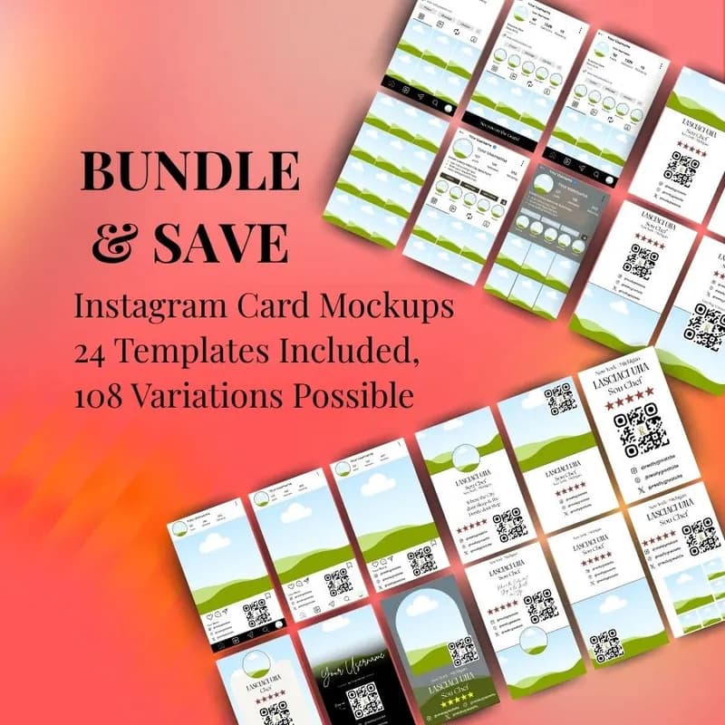 Instagram Social Media Marketing & Branding Bundle Business Card Mockup Template