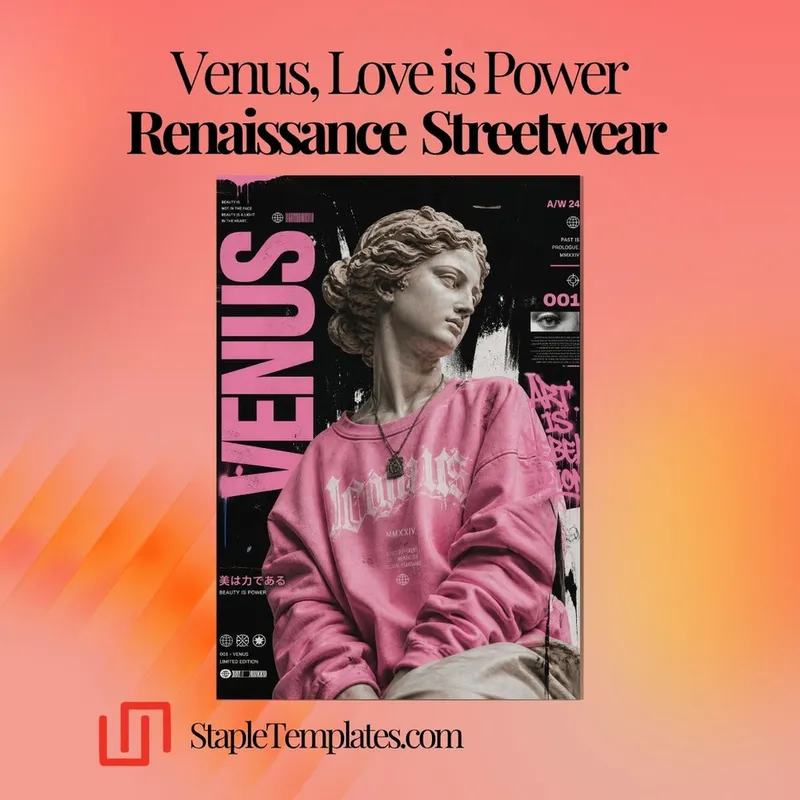 Matte Vertical Poster Venus Love is Power Renaissance Streetwear Art Design