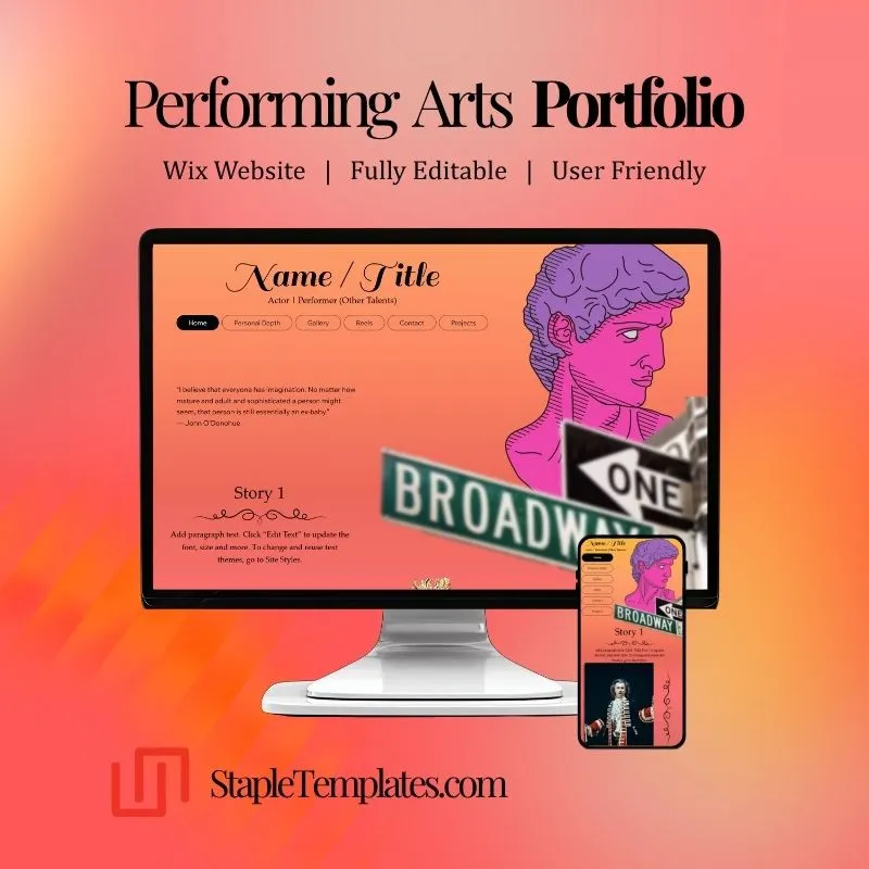 Performing Arts Sunset Gradient Wix Website Template for Actors & Performers