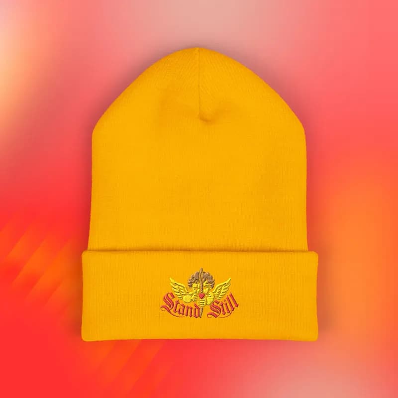 Unisex Embroidered Beanie Hat Stand Still Cupid Love Arrow