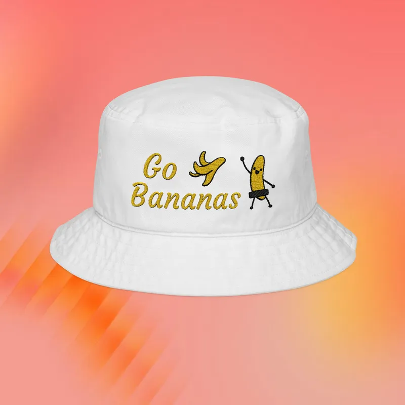 Unisex Embroidered Bucket Hat Go Bananas Nude Streaking Banana Hat