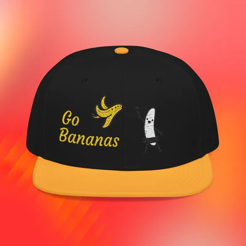 Unisex Embroidered Snapback Go Bananas Nude Streaking Banana Hat for all Seasons