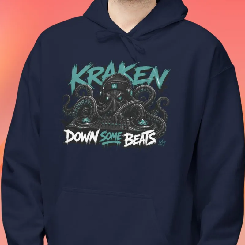 Unisex Softstyle Kraken Down Some Beats DJ Studio Octopus Streetwear Hoodie