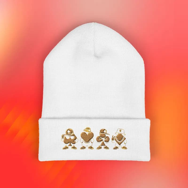 Unisex Streetwear Embroidered Beanie Hat Poker Playing Card Suits