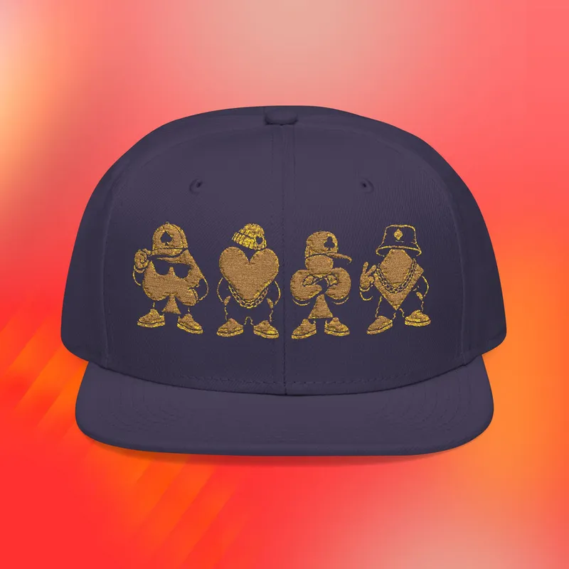 Unisex Streetwear Embroidered Snapback Hat Poker Playing Card Suits