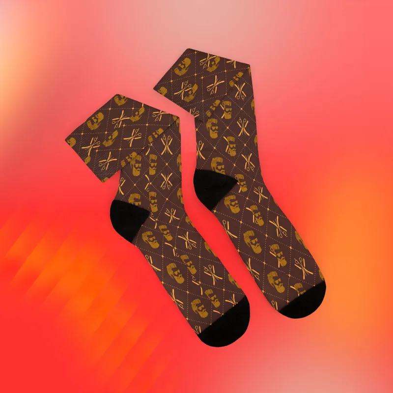 Unisex Sublimation Socks Barber Hair Stylist with Shavette Design